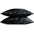 Ntbay 2 Pack Satin Standard Pillowcases For Hair And Skin, Luxurious And Silky Marbling Printed Pillow Cases With Envelope Closure, 20X26 Inches, Black
