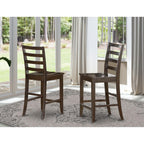 East West Furniture FAS-CAP-W Fairwind Counter Height Dining Stools - Ladder Back Wood Seat Chairs, Set of 2, Cappuccino