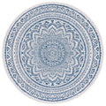 SAFAVIEH Courtyard Collection 4 Round Ivory/Navy CY8734 Boho Mandala Indoor/ Outdoor Easy -Cleaning Patio Backyard Mudroom Area