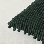Fancy Homi Set Of 2 Dark Green Boho Decorative Throw Pillow Covers 18X18 Inch With Pom-Poms For Living Room Couch Bed Sofa Bedro