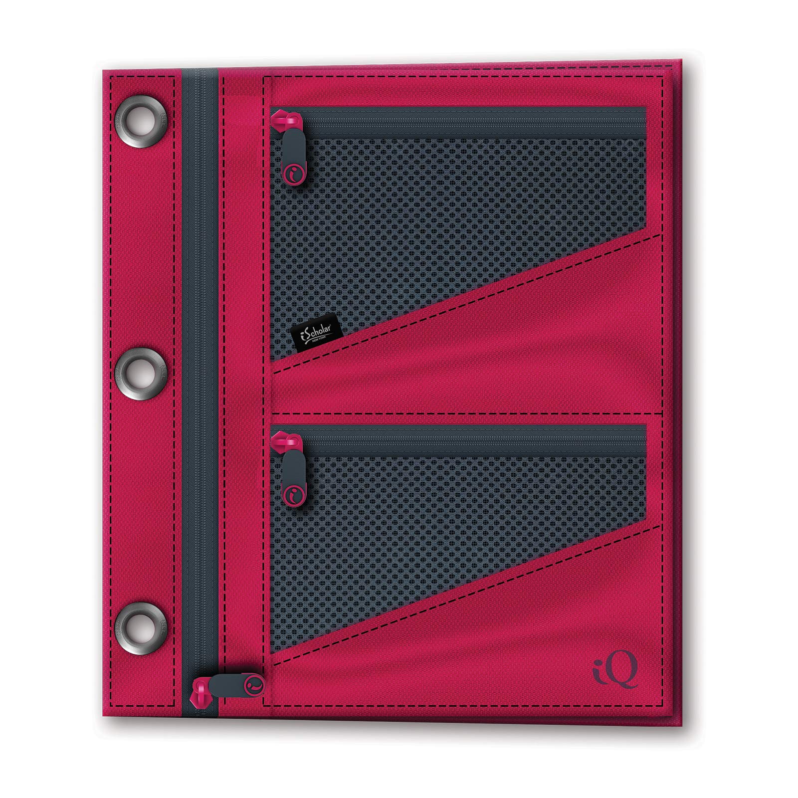 Ischolar Iq+ Jumbo Expandable Pencil Pouch, 3 Pockets, Coral (55035-Co)