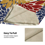 Cxmeifly Mustard Yellow Red Navy Blue Pillow Covers 18X18 Inch Set Of 2 Dahlia Floral Decor Throw Pillows Summer Modern Geometry