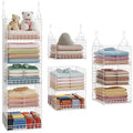 Yuyetuyo 5 Tier Hanging Closet Organizer Separable Hanging Closet Shelves with 4 Hooks 2 Adjustable Dividers, Wire Storage Baske
