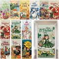 Breling 12 Pcs Seasonal Door Cover Decorations for Front Door Holidays Interchangeable Large Photography Background Banner Porch