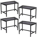 Sunnydaze Outdoor Curved Powder-Coated Black Metal Mesh Fire Pit Bench - Backless - Set of 4