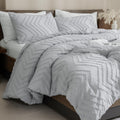 Andency Silver Grey California King Size Comforter, Cal King Boho Grey Soft Warm Bedding Comforter Sets, 3 Pieces Cali King Chevron Tufted Aesthetic Microfiber Comforter Set