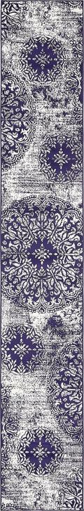 Unique Loom Sofia Collection Area Rug - Grand (2 x 13 1 Runner, Navy Blue/ Ivory)