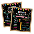 Springflower First & Last Day Of School Chalkboard Sign With Solid Wooden Framed, Back To School Sign For Kindergarten/Pre-K, Re
