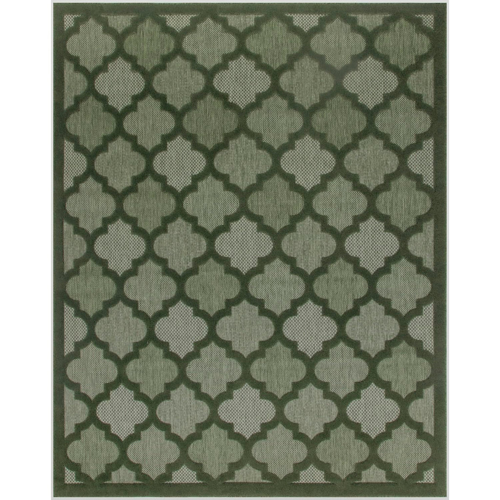 Nourison Easy Care Modern Indoor/Outdoor Green 8' X 10' Area Rug, Easy Cleaning, Non Shedding, Bed Room, Living Room, Dining Room, Backyard, Deck, Patio (8X10)