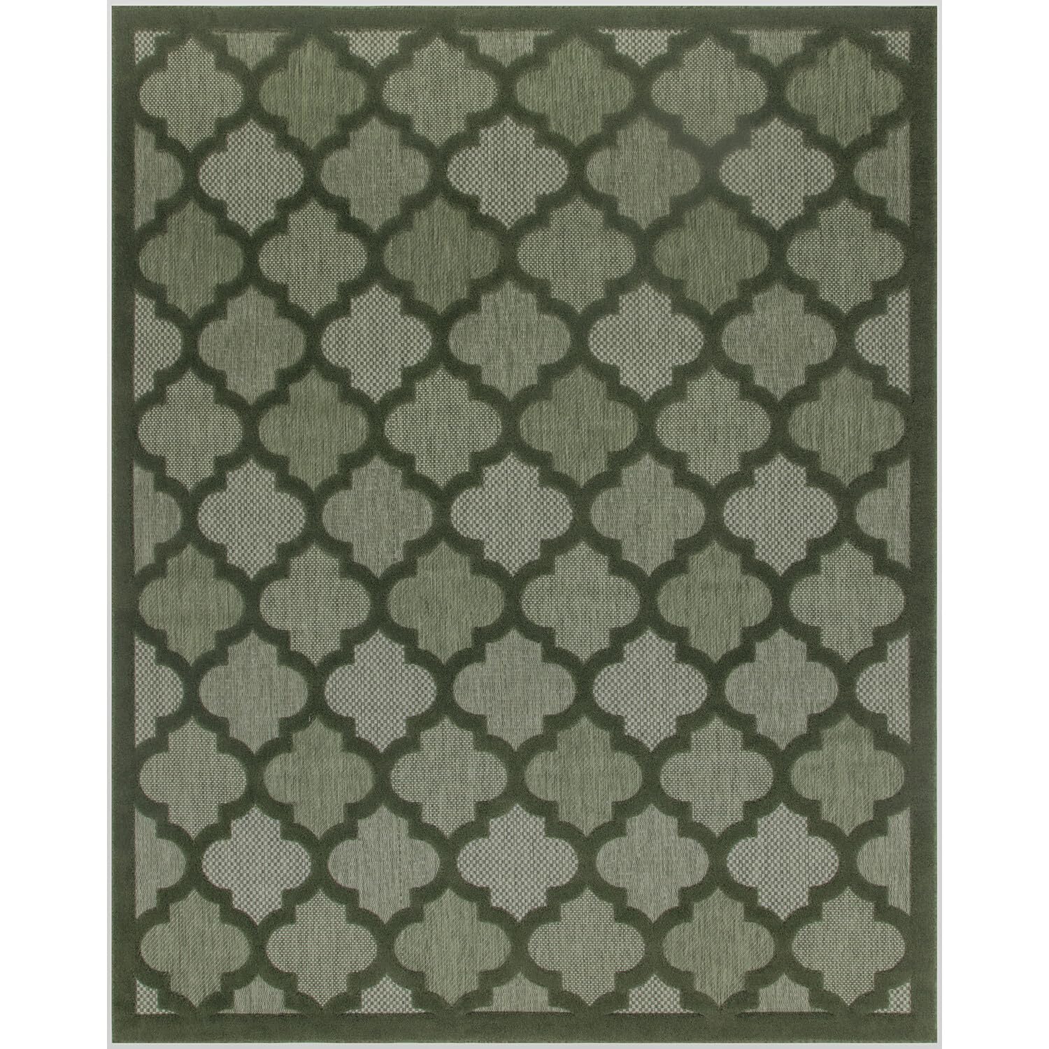 Nourison Easy Care Modern Indoor/Outdoor Green 8' X 10' Area Rug, Easy Cleaning, Non Shedding, Bed Room, Living Room, Dining Room, Backyard, Deck, Patio (8X10)
