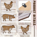 Jetec 3 Pieces Farmhouse Kitchen Signs Cow Rooster And Pig Decors 7.9 X 5.9 Inch Rustic Wooden Signs Country Wall Decorations Fo