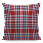 Wondertify Throw Pillow Case Cover Tartan Plaid Pattern Checkered Fabric Texture Moderate Light Blue White And Bright Red Soft Linen Pillow Case For Bedroom/Livingroom/Sofa Cushion Covers 18X18 Inch