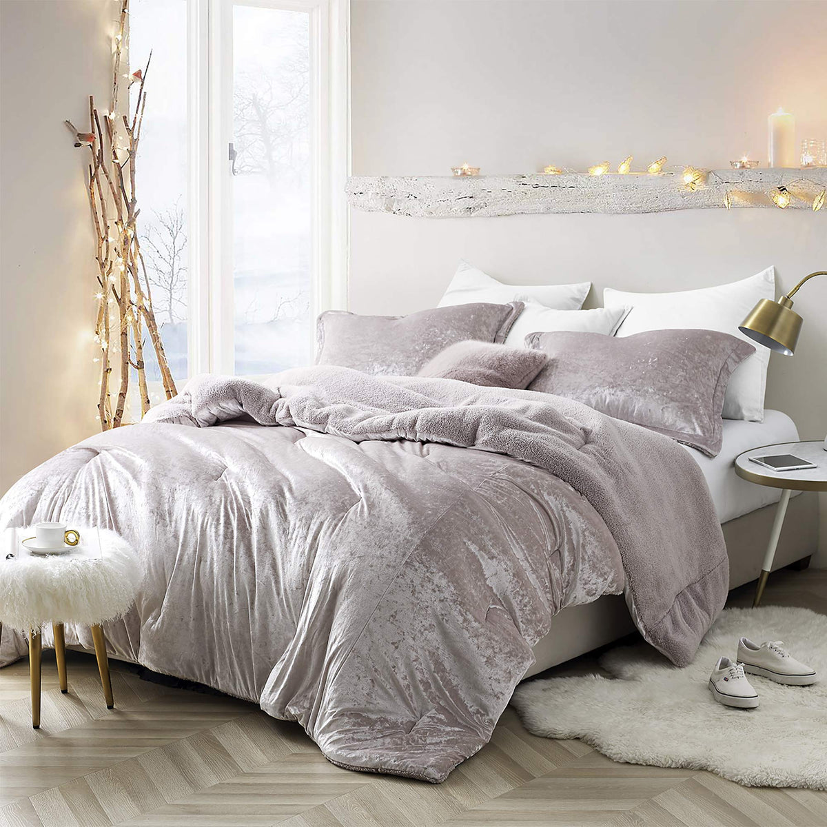 Byourbed Velvet Crush - Coma Inducer Oversized Queen Comforter Set - Champagne Pink