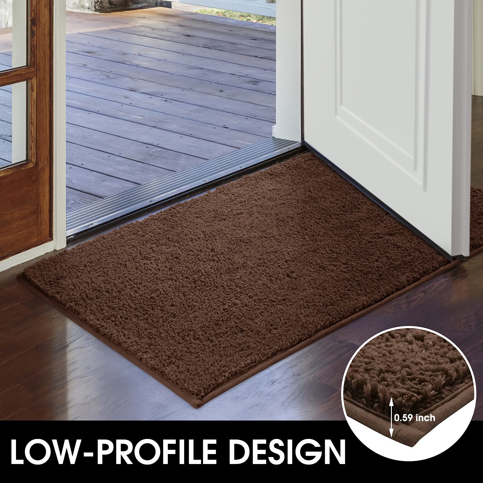 Homeideas Door Mats Indoor, 30'X48' Super Absorbent Non Slip Rugs For Entryway, Front Back Welcome Doormat Dirt Trapper (Brown)