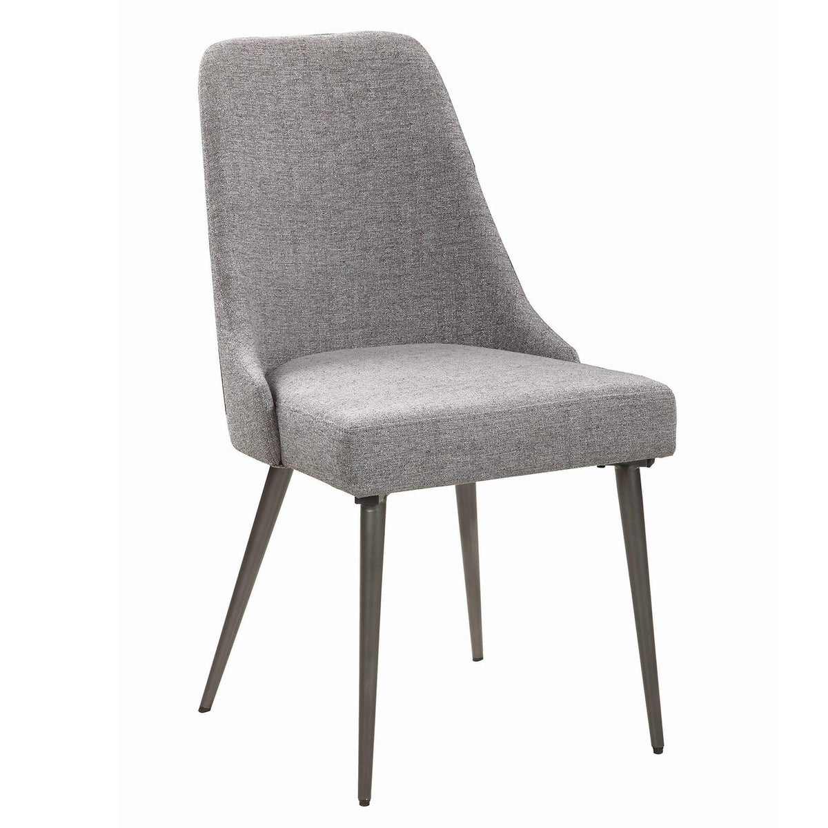Benjara Textured Fabric Upholstered Metal Frame Dining Chair, Set Of 2, Gray
