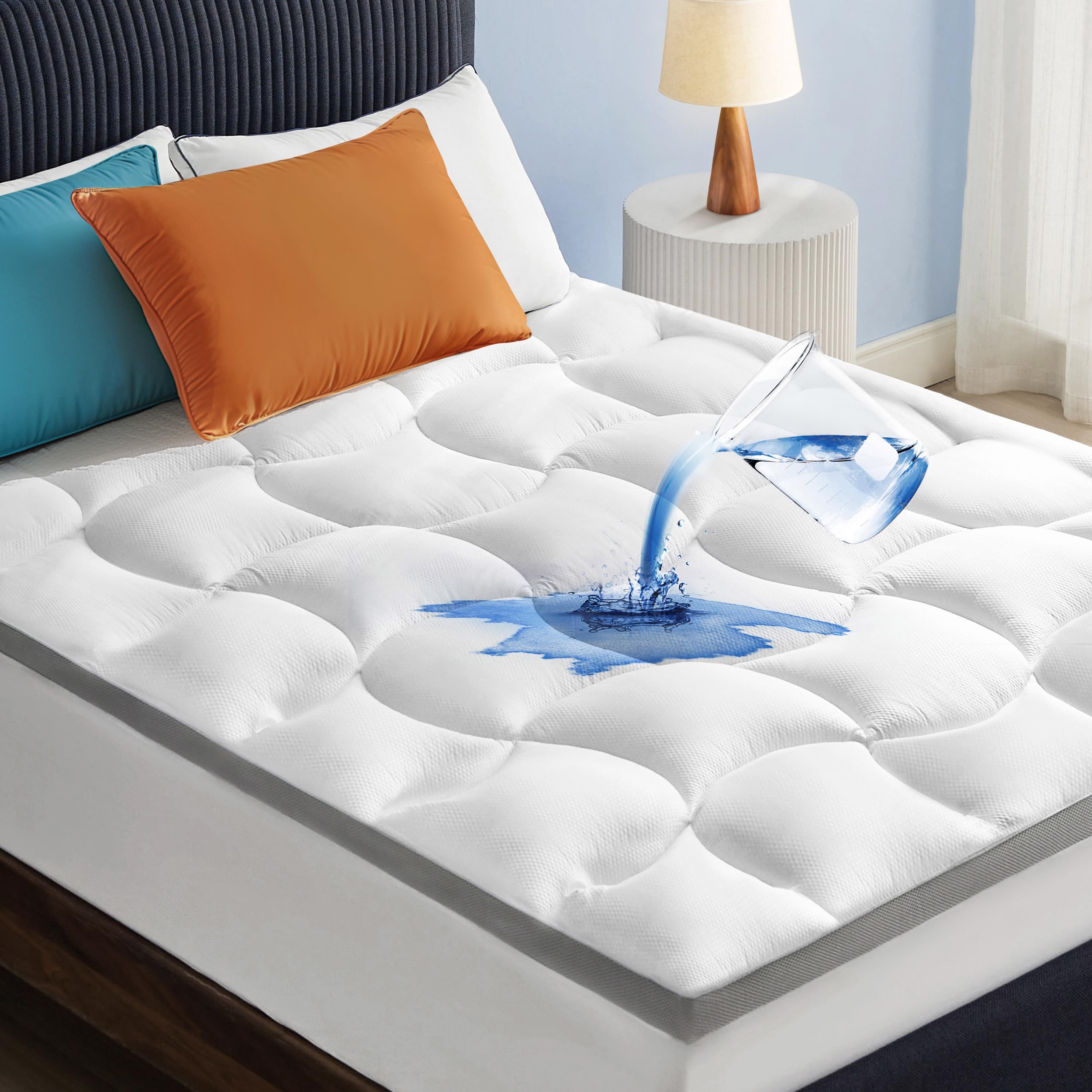 Bedsure California King Mattress Topper Waterproof 800Gsm Extra Thick Mattress Protector Pillow Top With 8-21' Deep Pocket, Mattress Pad Fitted, Soft Bed Topper For Cal King Size Bed