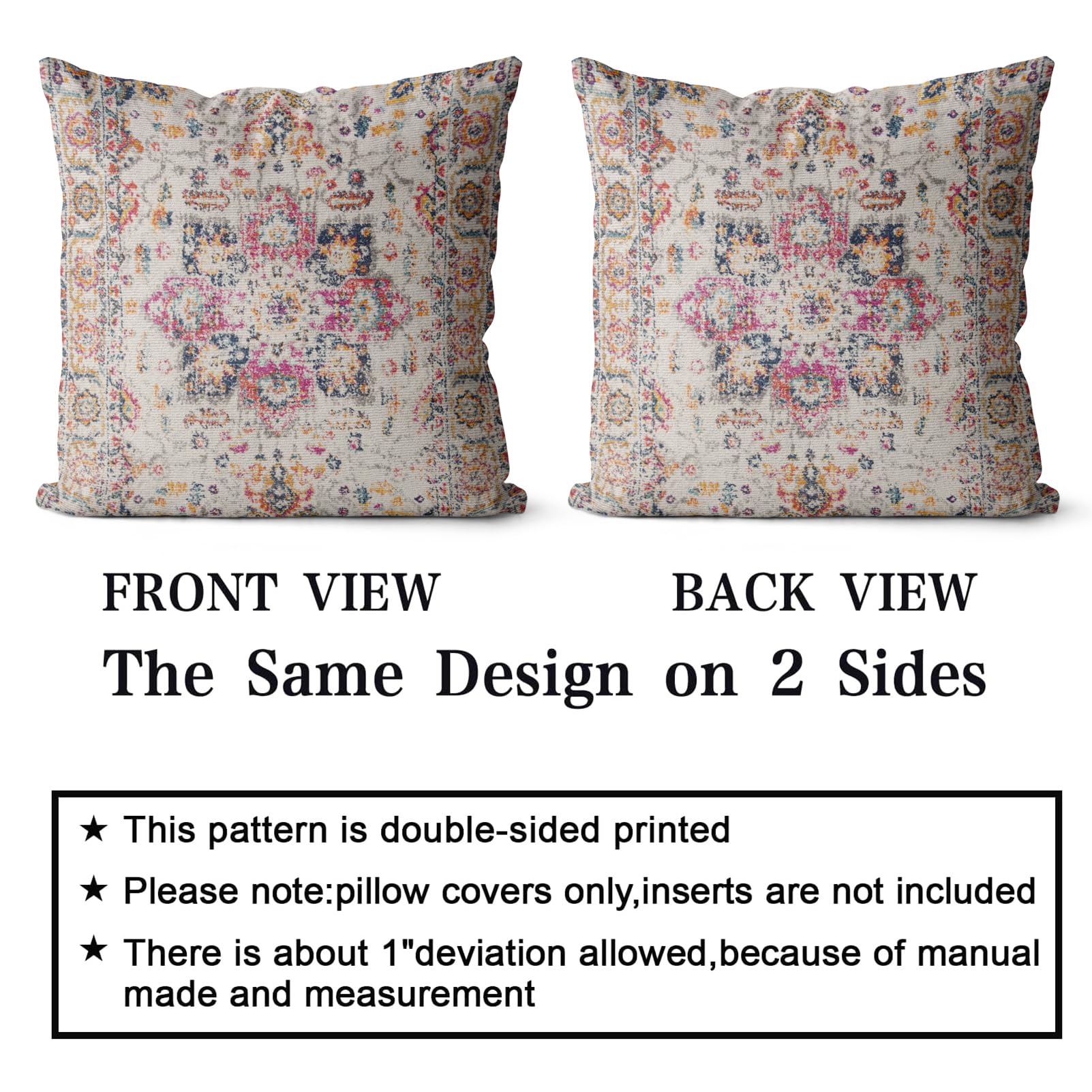 Snycler Boho Throw Pillow Covers 16X16 Inch Set Of 2 Burnt Yellow Terracotta Rust Colored Throw Pillows Double Sided Boho Home S