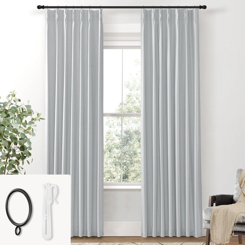 Shineland Thermal Window Curtains 96 Inches Long For Living Room 2 Panel Set,100% Blackout Curtains For Nursery Bedroom, Light Grey