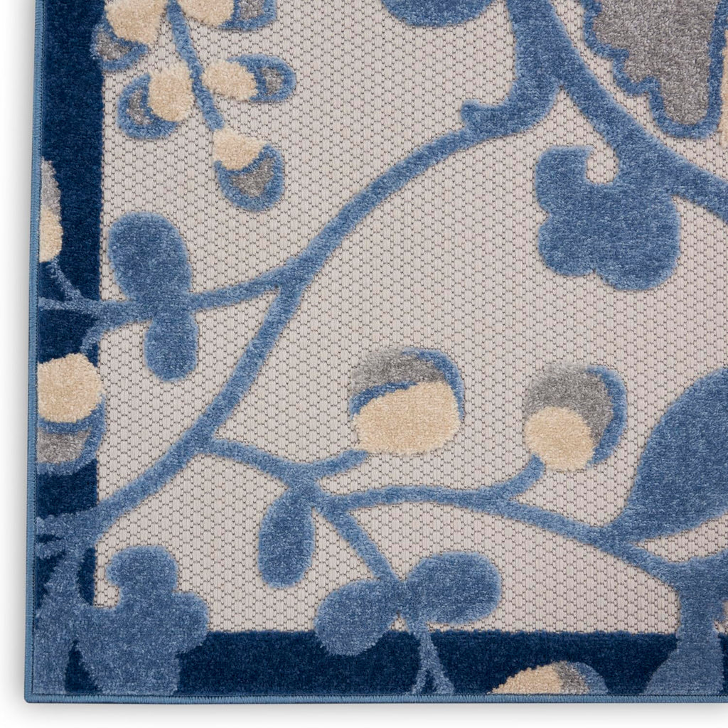 Nourison Aloha Indoor/Outdoor Blue/Grey 9' X 12' Area-Rug,Easy-Cleaning, Non Shedding, Bed Room, Living Room, Dining Room, Deck, Backyard, Patio (9X12)