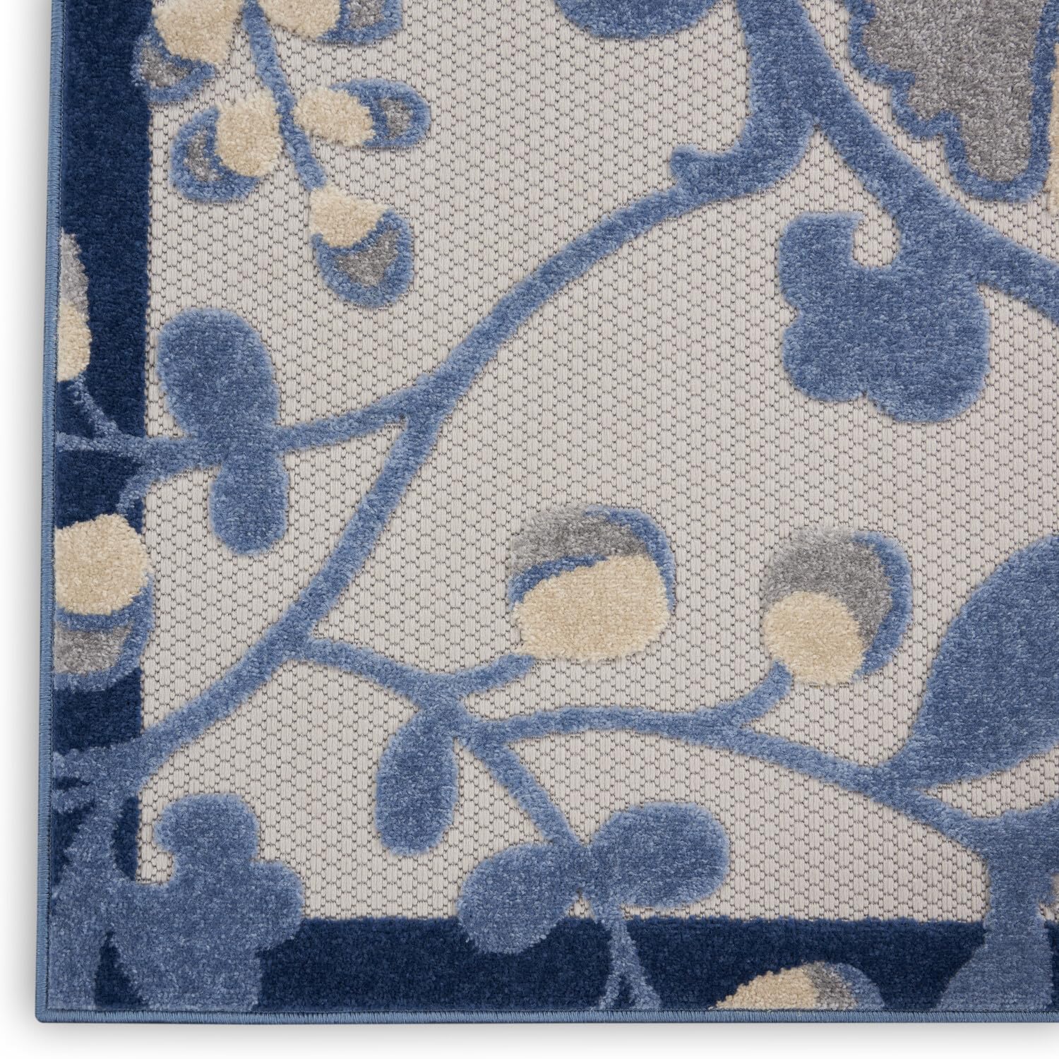 Nourison Aloha Indoor/Outdoor Blue/Grey 9' X 12' Area-Rug,Easy-Cleaning, Non Shedding, Bed Room, Living Room, Dining Room, Deck, Backyard, Patio (9X12)