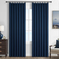 QJmydeco Navy Blue Blackout Curtains 84 Inch Length for Kids/Boys Rooms/Bedroom, Pinch Pleated Drapes with Hooks Viral Linen The