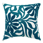 Alysheer Farmhouse Floral Leaves Embroidered Decorative Throw Pillow Cover 18X18 Inches, Boho Tufted Flowers Embroidery Pattern