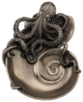 Veronese Design Container of Curiosity: Intricately Crafted Bronze Octopus on Nautilus Shell Cast Resin Tray, A Nautical Marvel 