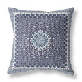 HomeRoots Indigo Light Blue Broadcloth 26â€ Slate Blue Holy Floral Indoor Outdoor Throw Pillow