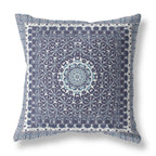 HomeRoots Indigo Light Blue Broadcloth 26â€ Slate Blue Holy Floral Indoor Outdoor Throw Pillow