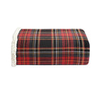 Eddie Bauer - Throw Blanket, Cotton Flannel Home Decor, All Season Reversible Sherpa Bedding (Mountain Tartan Red, Throw)