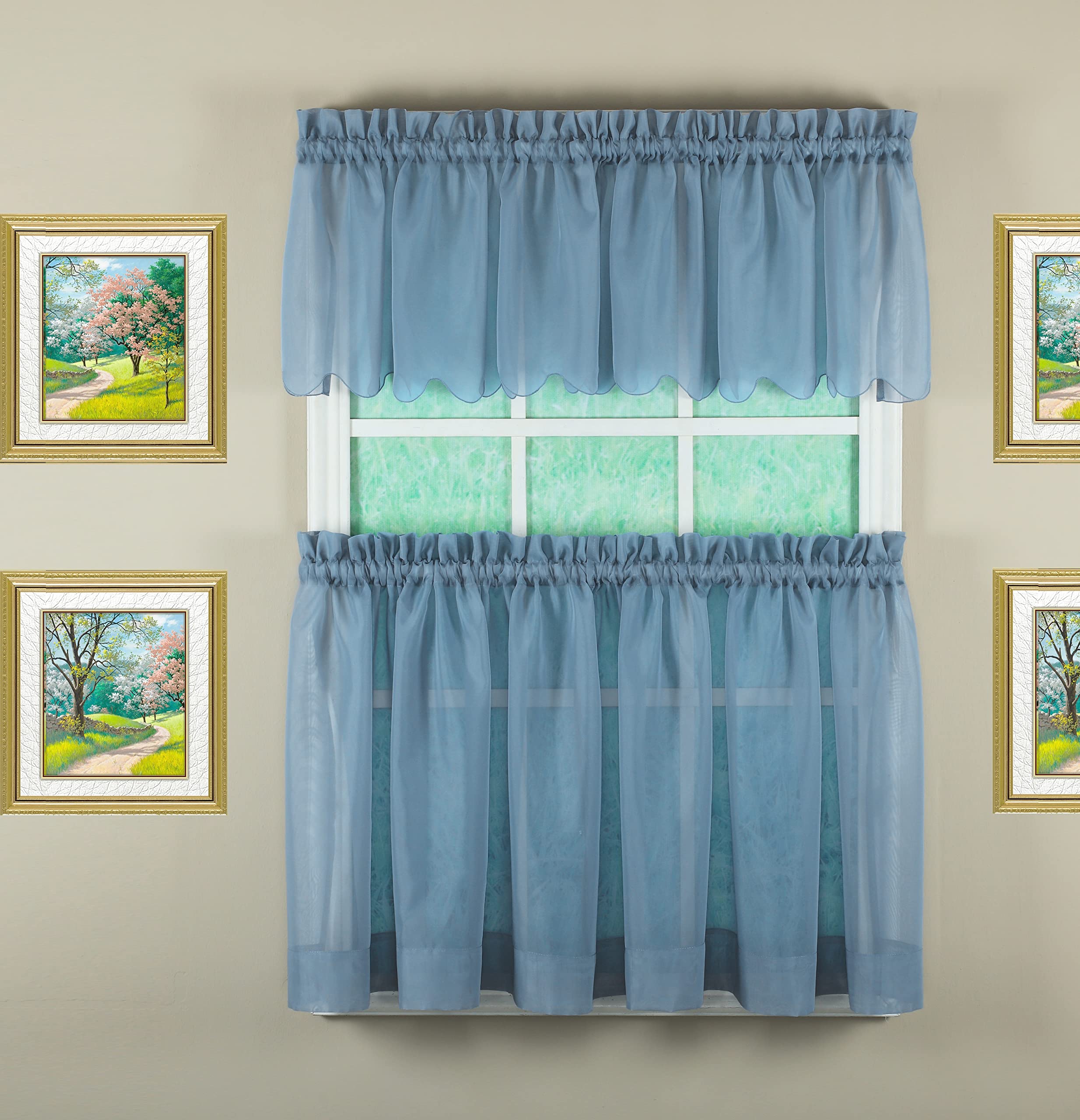 Today'S Curtain Emelia Original Voile Tier Pair 30', Wedge Blue, 60' W X 30' L