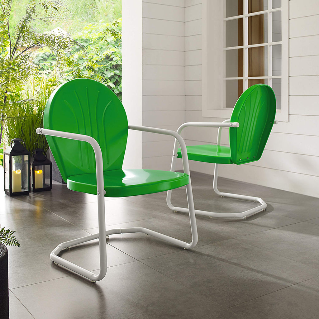 Crosley Furniture Griffith Outdoor Chair, Retro Metal Patio Chairs for Dining, Porch, Deck, Balcony, Grasshopper Green