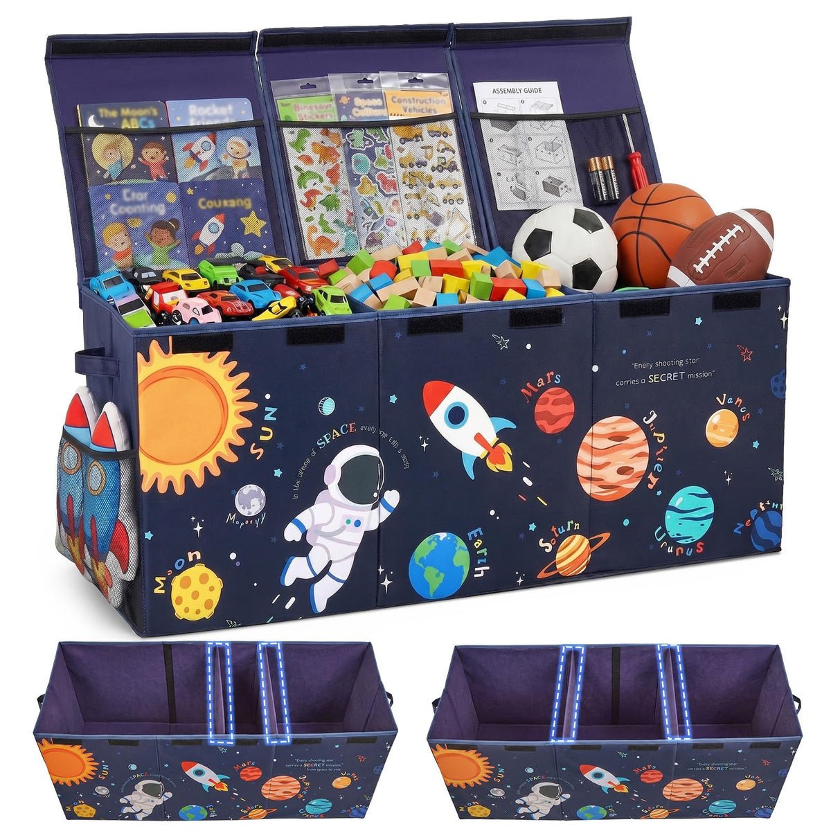 Toy Box with Adjustable Divider Large Toy Chest Storage for Nursery Kidroom