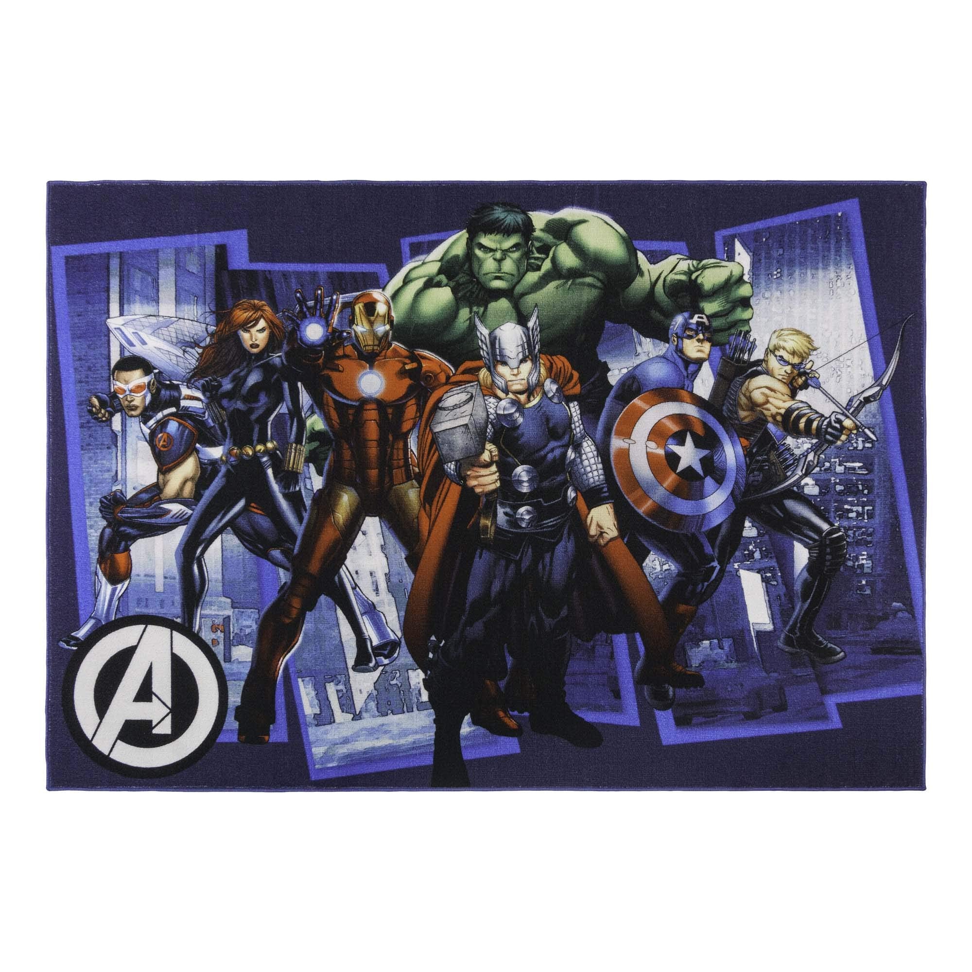 Gertmenian Marvel Rug Boys Childrens Bedroom Decor Kids Home Play Room Mat Bedding Area Carpet; 54X78 Large; Avengers Superhero