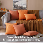 Miulee Pack Of 2 Decorative Outdoor Solid Waterproof Throw Pillow Covers Polyester Linen Garden Farmhouse Cushion Cases For Patio Tent Balcony Couch Sofa 12X12 Inch Rust