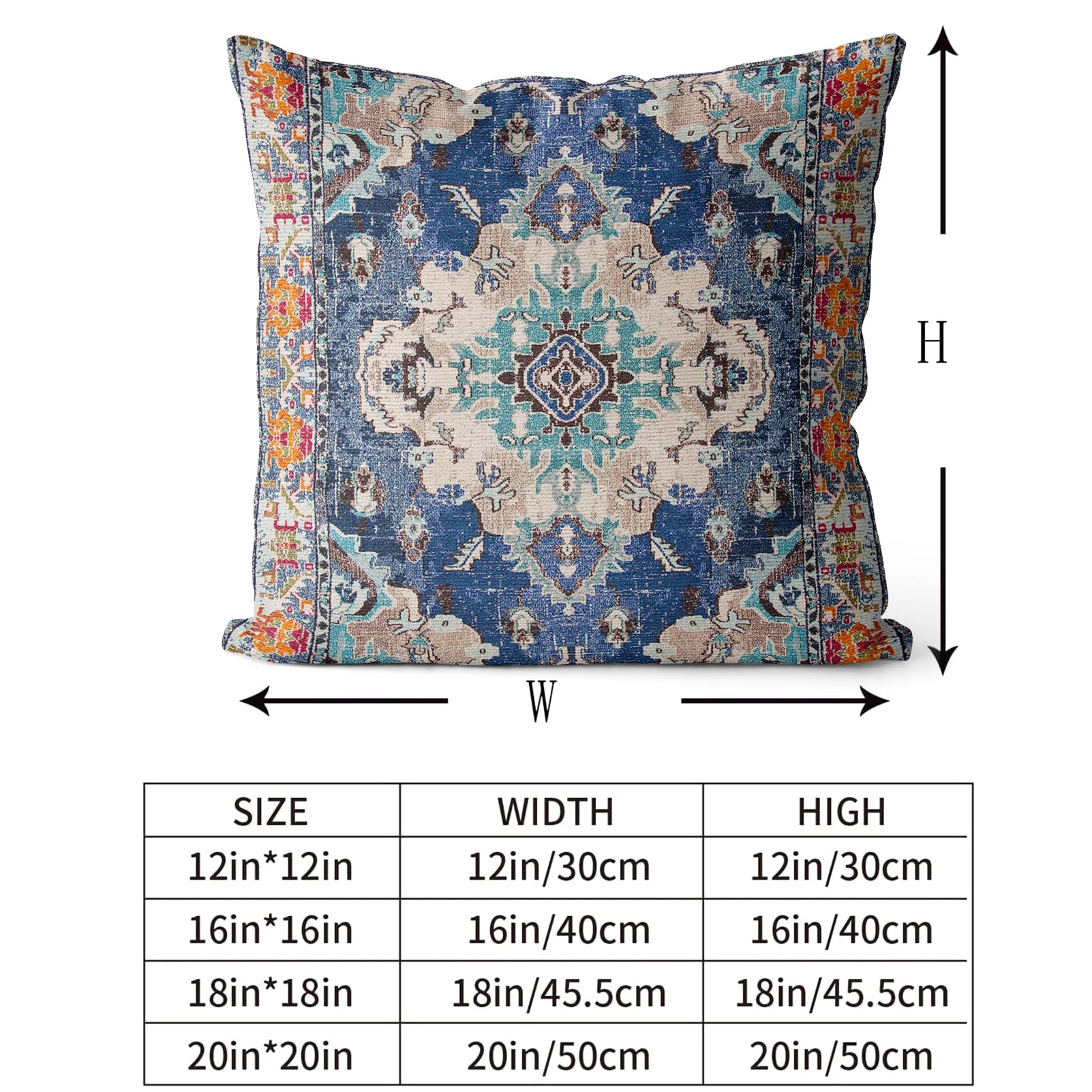 Snycler Boho Throw Pillow Covers 20X20 Inch Set Of 2 Boho Rug Carpet Double Sided Pattern Cotton Soft Pillow Case Cushion Cover
