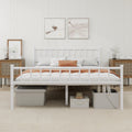 WJORATA Metal Platform Full Bed Frame with Headboard Sturdy Steel Slats Support No Box Spring Needed Easy Assembly White