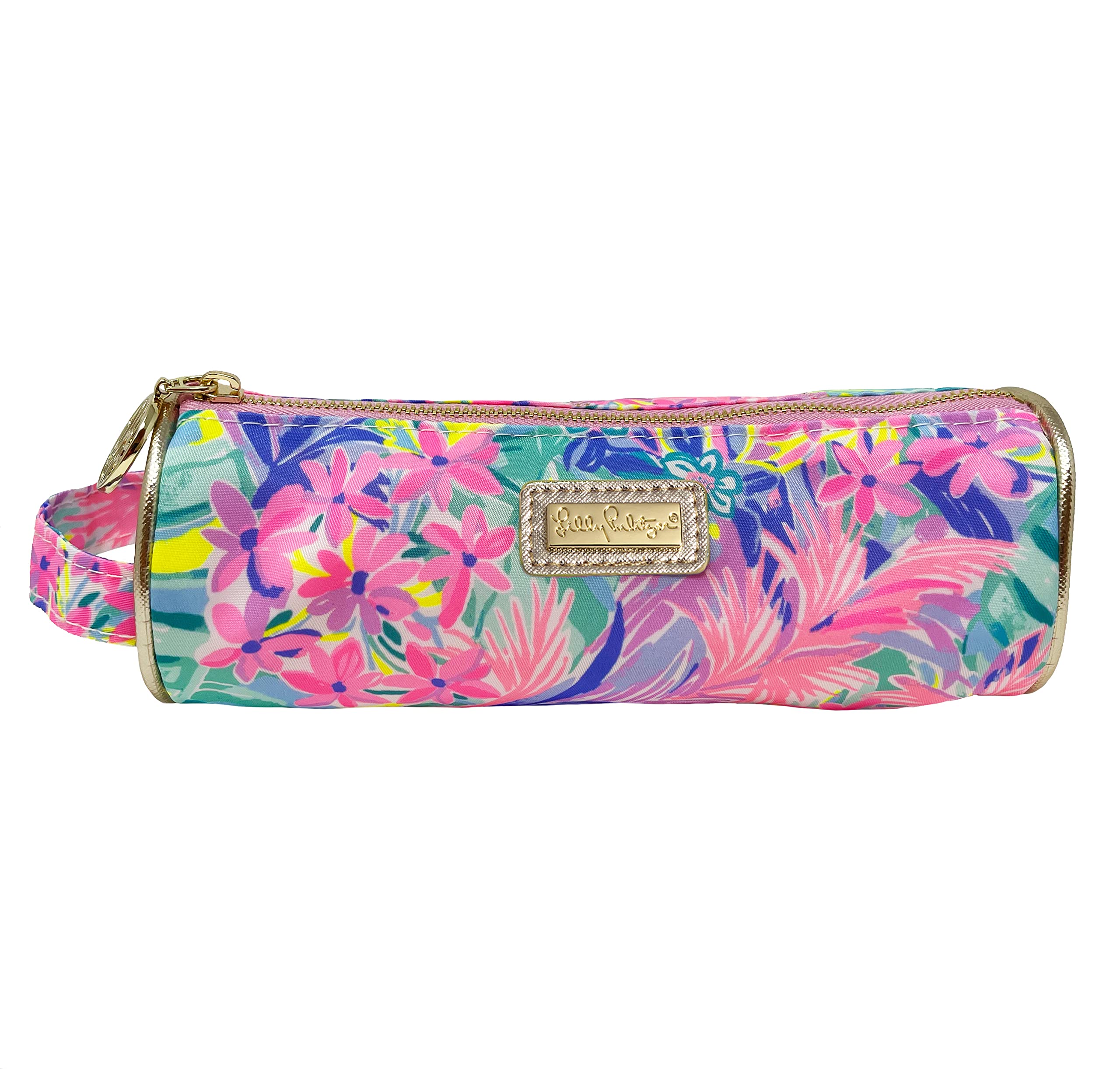 Lilly Pulitzer Pink Pencil Pouch Holder, Cute Travel Bag/Case With Carrying Handle And Zip Close, Viva La Lilly