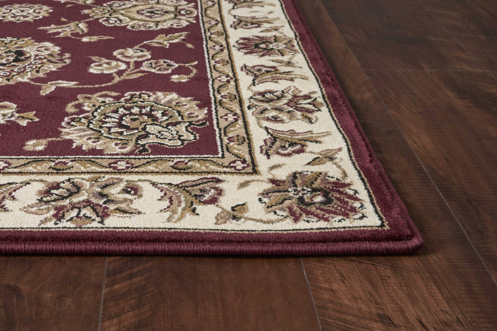 HomeRoots Red/Ivory Polypropylene 2'x3' Red Ivory Machine Woven Floral Traditional Indoor Accent Rug
