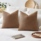 Miulee Burlap Linen Throw Pillow Covers 18X18 Inch Brown Decorative Pillow Covers Modern Farmhouse Pillowcases Soft Accent Cushi