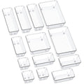 SMARTAKE 13-Piece Drawer Organizers with Non-Slip Silicone Pads, 5-Size Desk Drawer Organizer Trays Storage Tray for Makeup, Jew