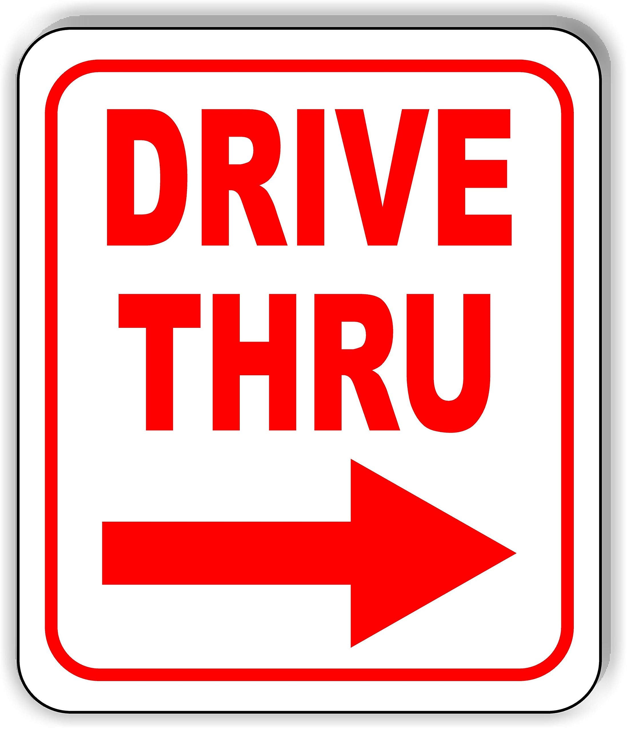 Drive Thru Right Arrow Red Signs - Sign For Home Office - Home Sign - Directional Sign - Enter Arrow Sign - Custom Sign - Open C