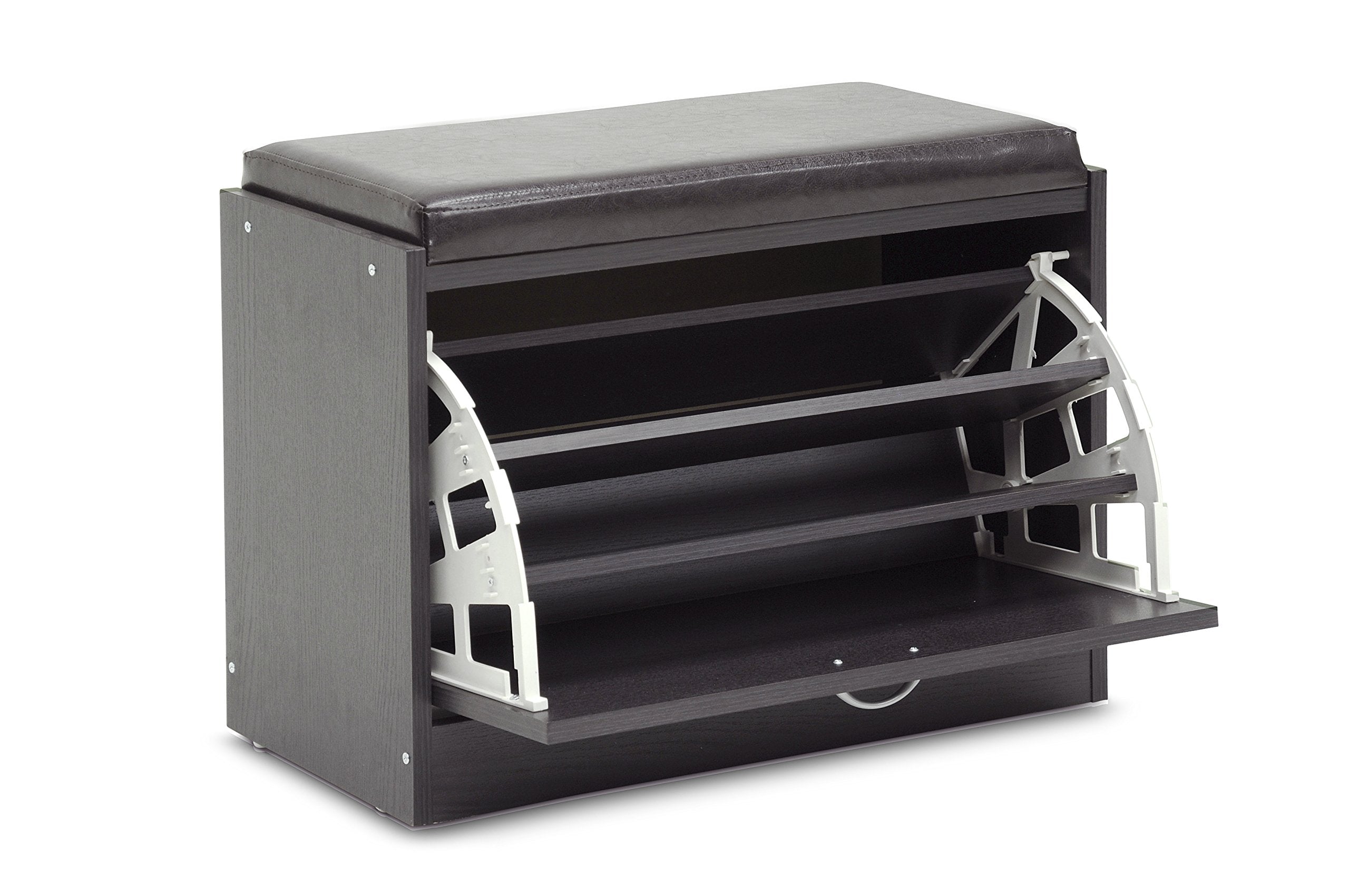 Baxton Studio Espresso Shoe Rack Bench, 12Lx24.25Wx18H