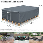 Patio Table Cover, Waterproof Outdoor Table Cover Rectangular, 500D Heavy Duty, All Weather Protection Patio Furniture Cover For Outdoor Furniture Set, 90' L X 62' W X 29' H -Grey