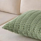 Anroduo Pack Of 2 Sage Green Decorative Throw Pillow Covers 18X18 Inch For Couch Bed Living Room Soft Corduroy Striped Square Cu