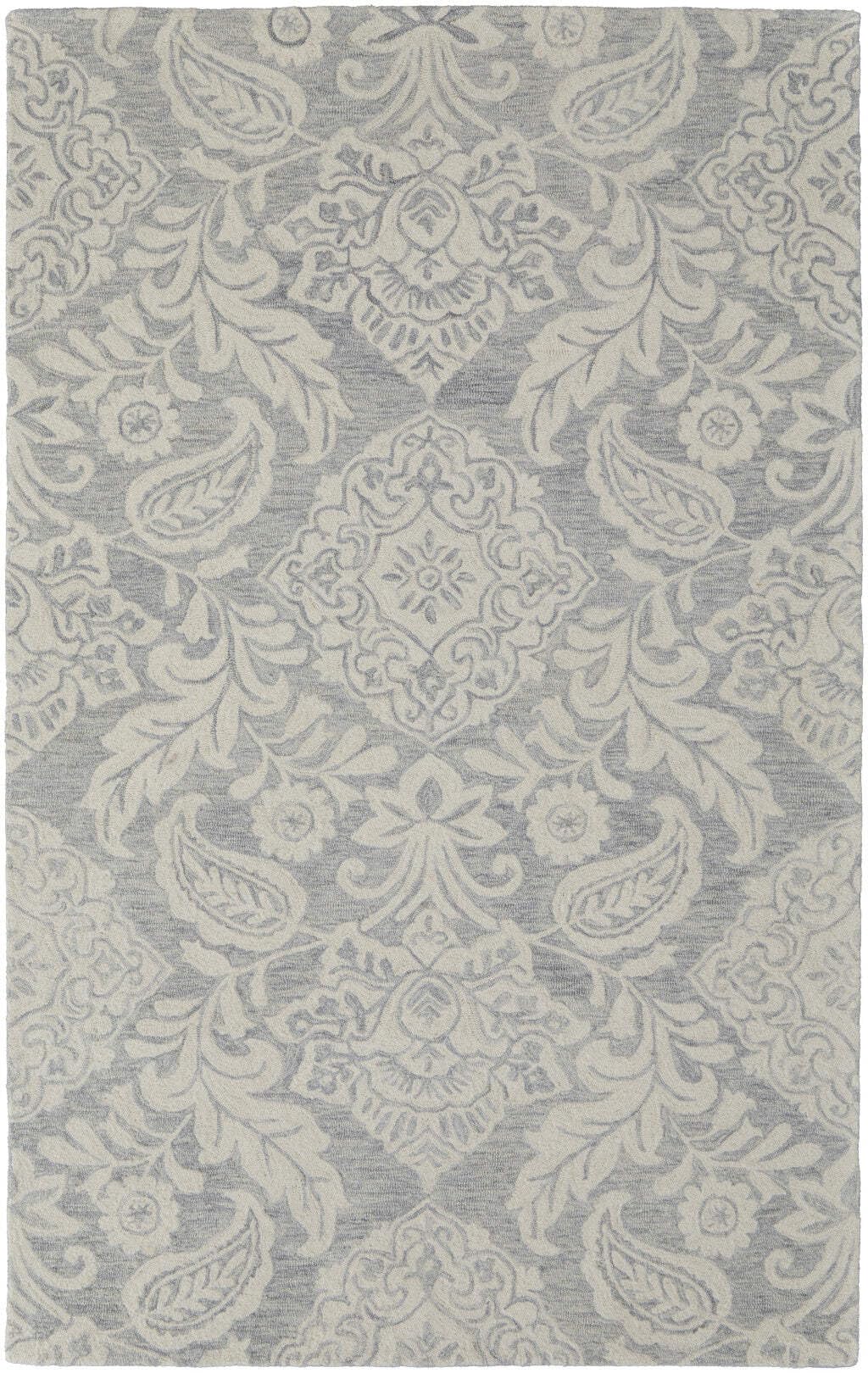 HomeRoots 512193 8 x 10 ft. Blue & Ivory Wool Paisley Hand Tufted Handmade Stain Resistant Rectangle Area Rug
