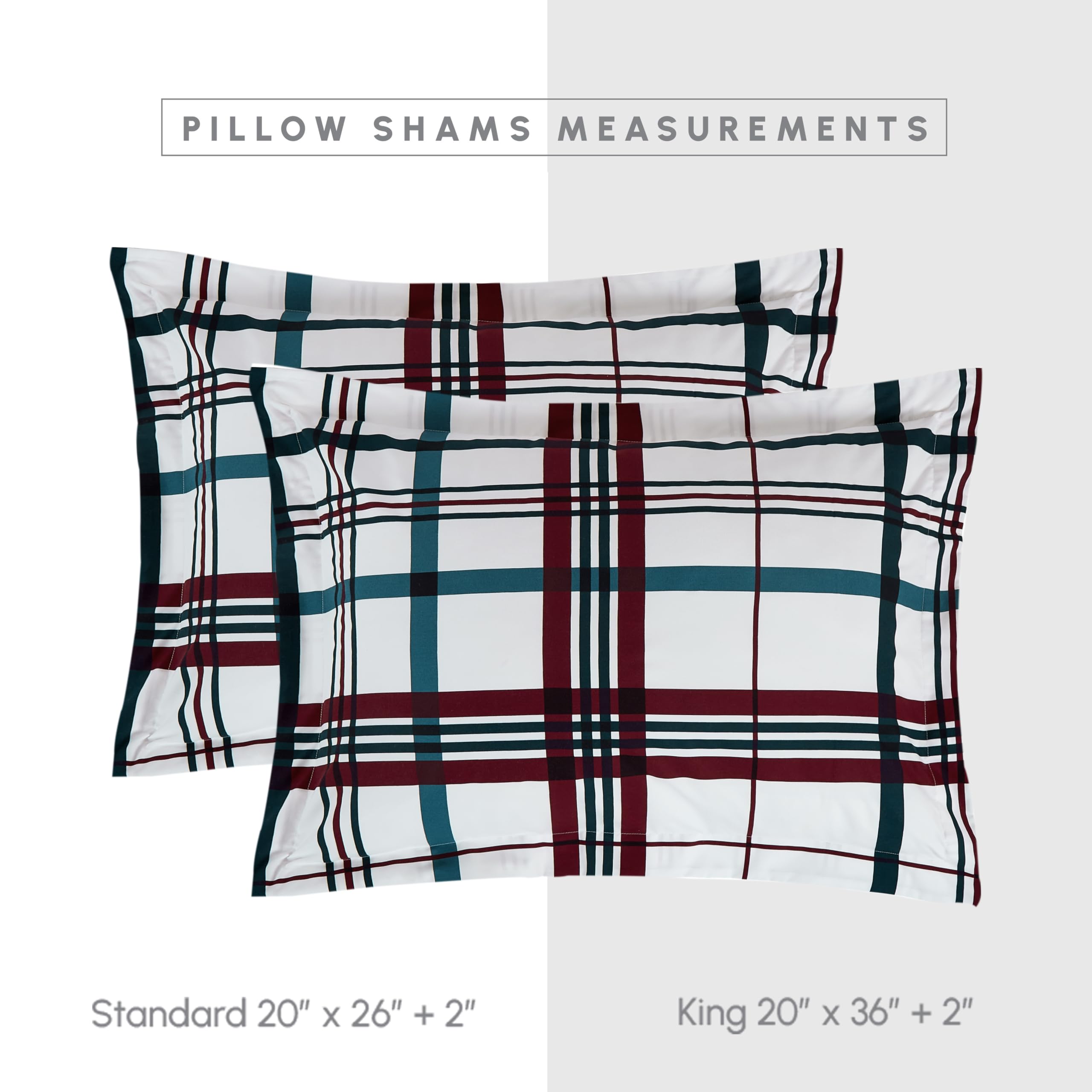 Elegant Comfort Silky Soft 8-Piece Plaid Lodge Bed-In-A-Bag Comforter Set, Includes 4Pc Smart Sheet Set, Comforter, Decorative Pillow, Matching Pillowcases And Shams - Full/Queen, Burgundy