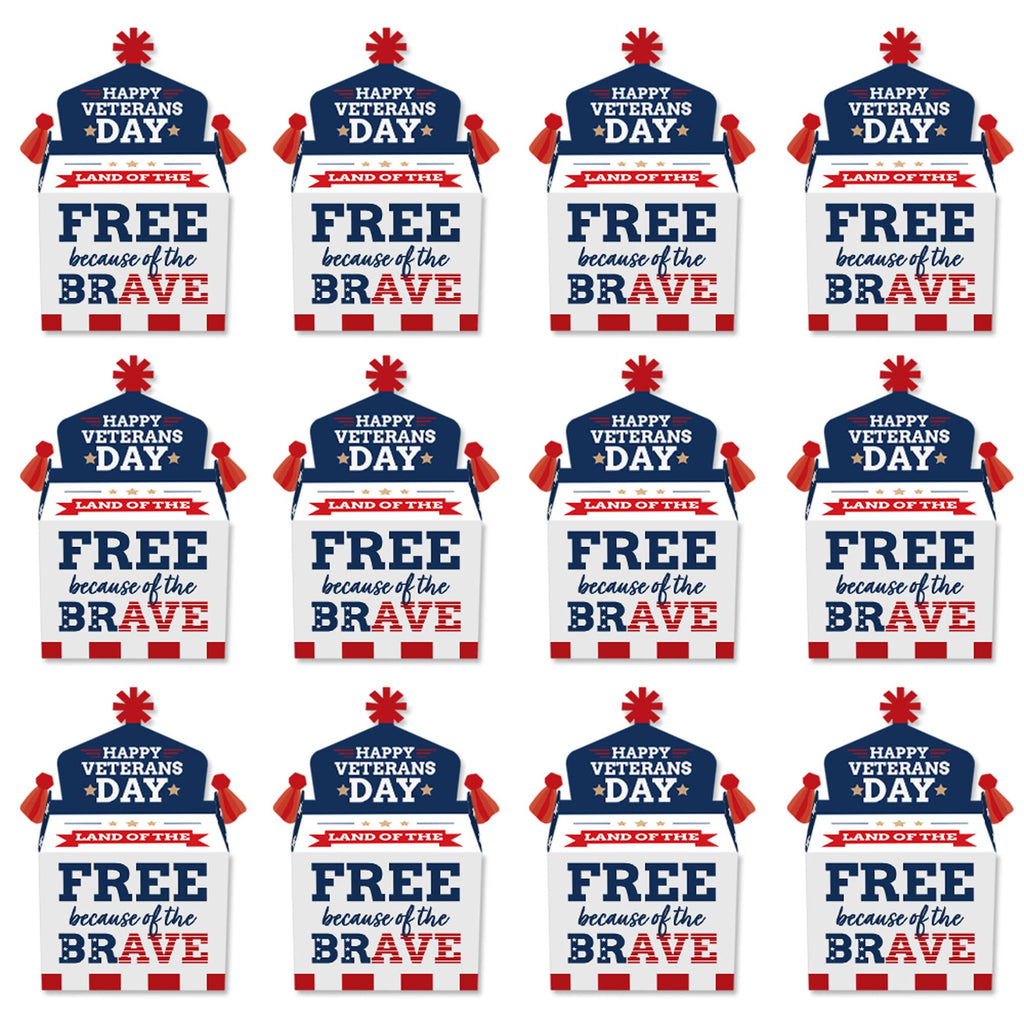 Big Dot Of Happiness Happy Veterans Day - Treat Box Party Favors - Patriotic Goodie Gable Boxes - Set Of 12