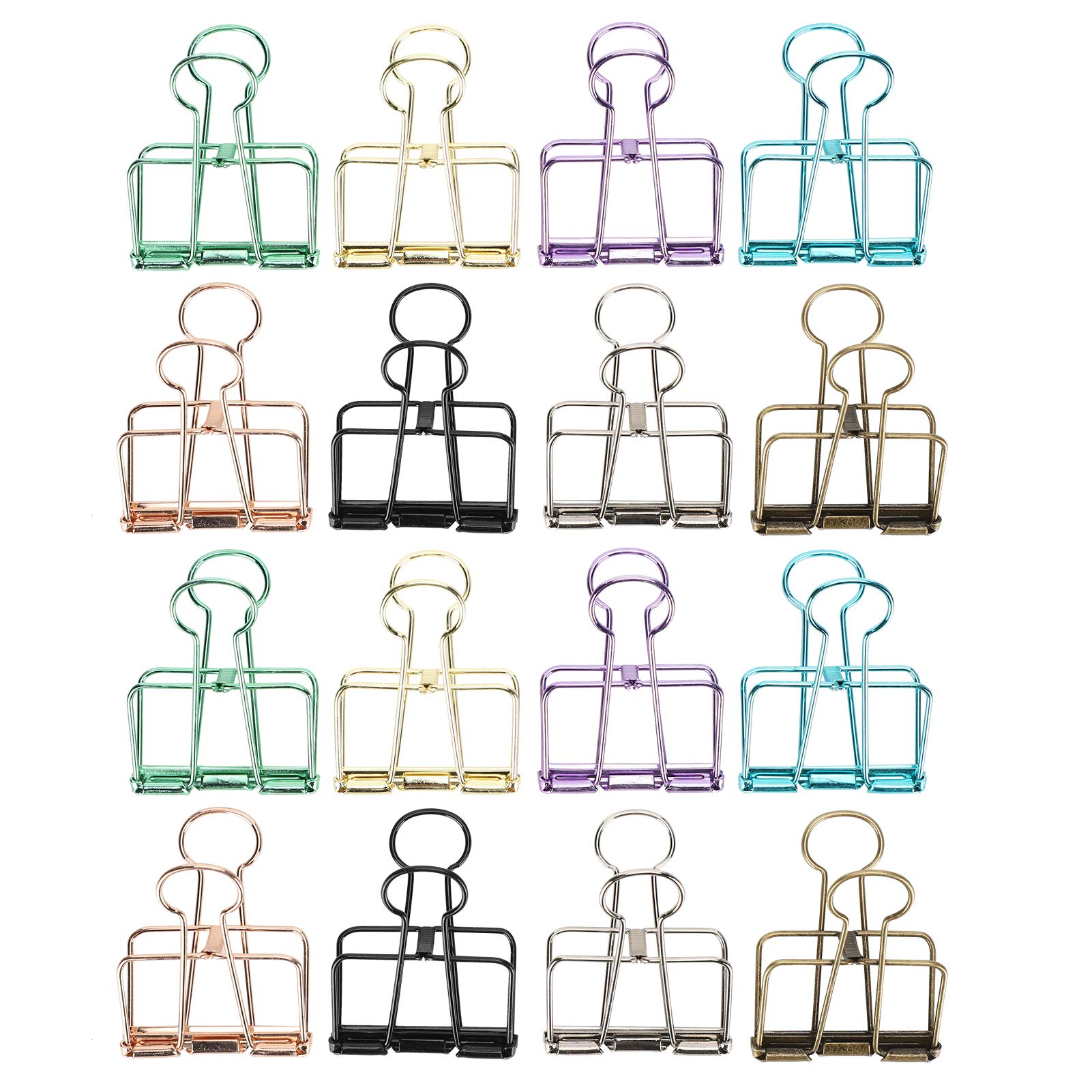 16 Pcs Foldback Clip Iron Wire Stationary Paper Clamps Hollow Metal Paper Binder Clips Strong Grip Skeleton Clip For Documents(M