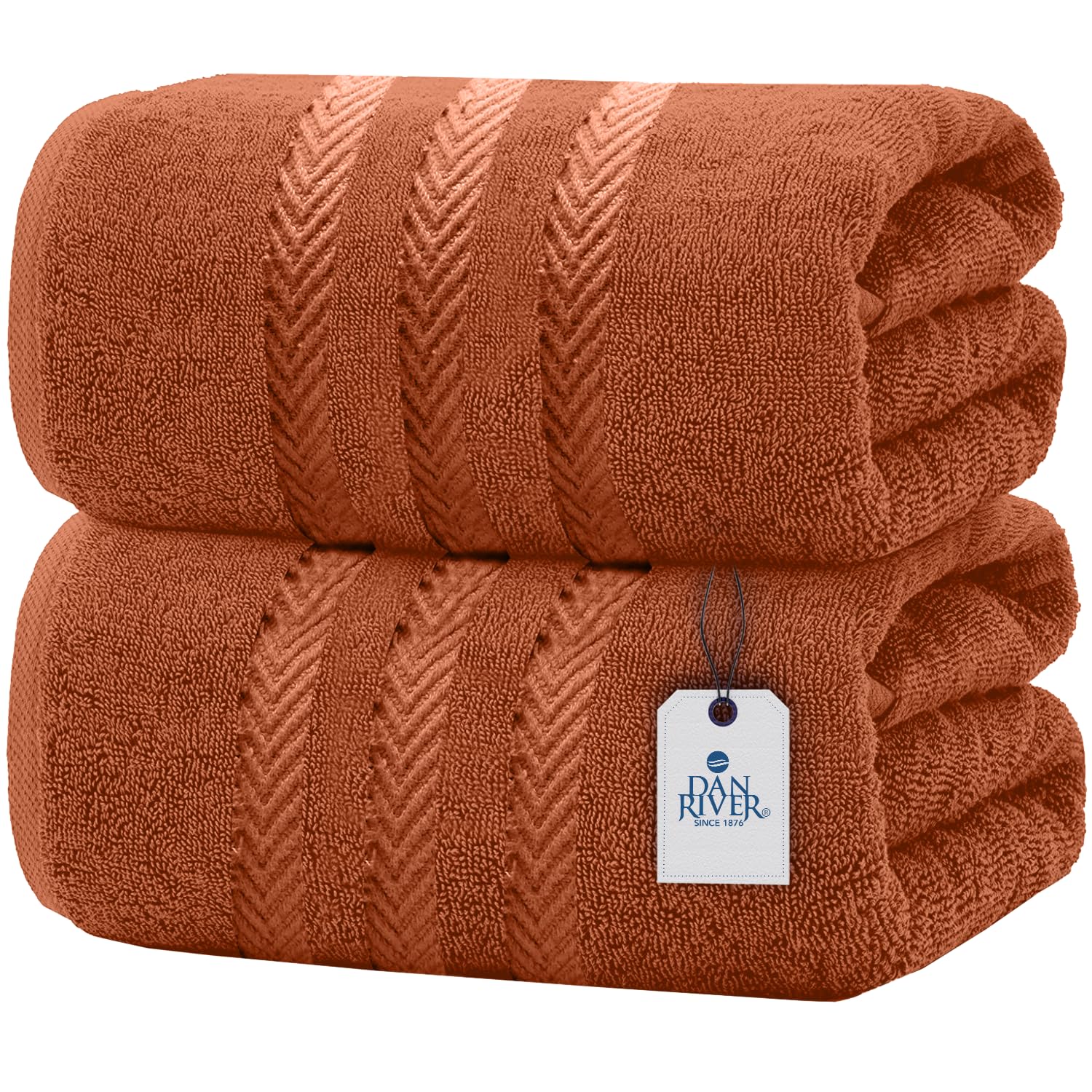 DAN RIVER 100% Cotton Jumbo Bath Sheets - Ultra Soft & Absorbent Towels for Home, Spa, Gym 35   x70    -Orange